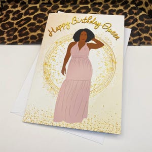 Black Queen Birthday Card, Black Woman, Black Greeting Cards, Classy, Ethnic, Diverse, African American Black Woman