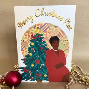 Carte de joyeux Noël Nan, cartes de voeux noires, chic, ethnique, diversifié, famille noire afro-américaine