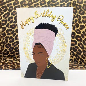 Black Queen Birthday Card, Black Woman, Black Greeting Cards, Classy, Ethnic, Diverse, African American Black Woman