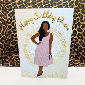 Black Queen Birthday Card, Black Woman, Black Greeting Cards, Classy, Ethnic, Diverse, African American Black Woman