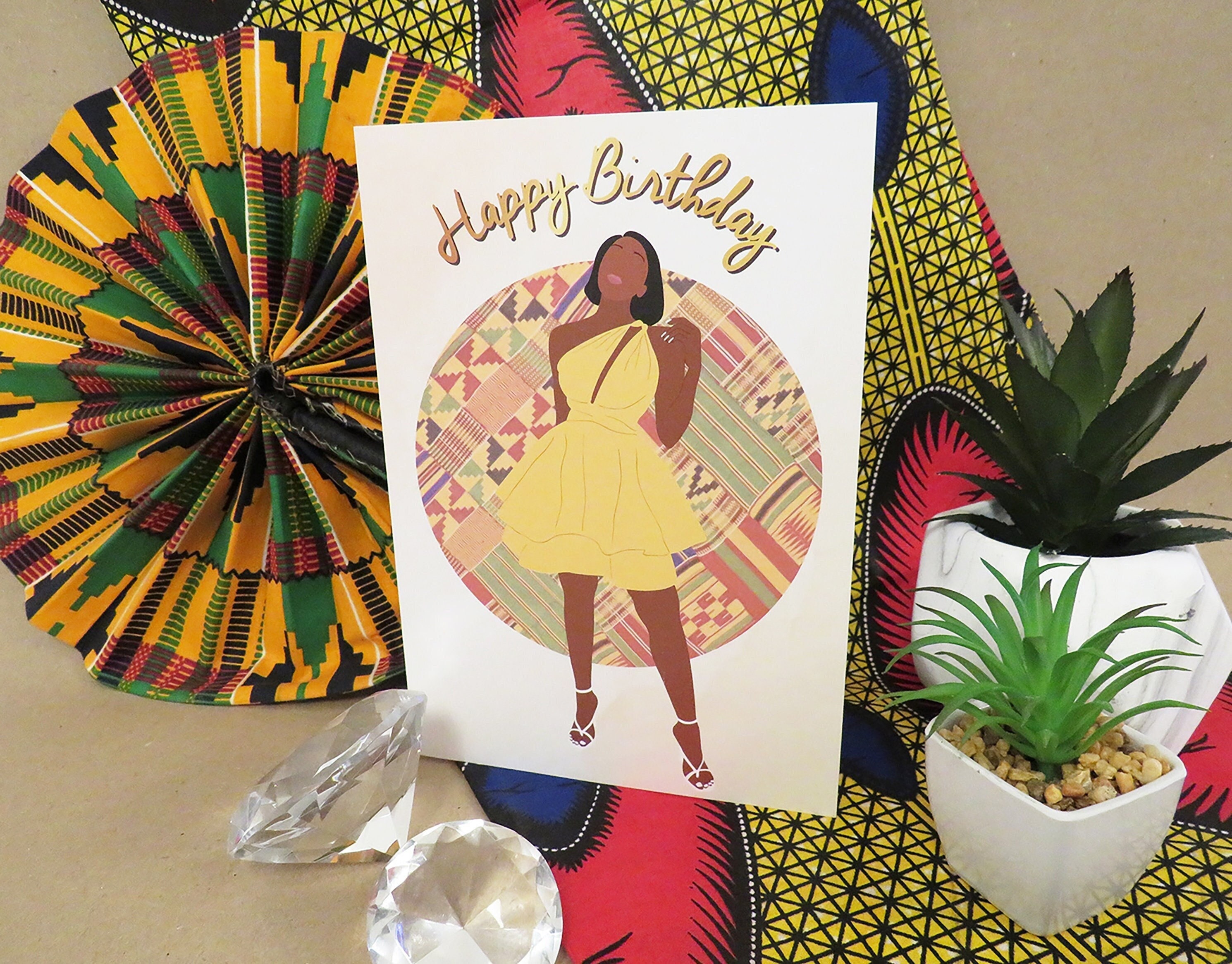 Black Girl Birthday Card, Black Woman, Black Greeting Cards, Classy, Ethnic, Diverse, African American Black Woman with Braids