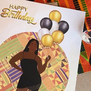 Black Queen Diamantés Birthday Card, Black Woman, Black Greeting Cards, Classy, Ethnic, Diverse, African American Black Woman