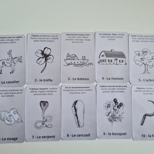 Jeu divinatoire de Melle lenormand - Mon Lenormand- apprendre la cartomancie - jeu en français.