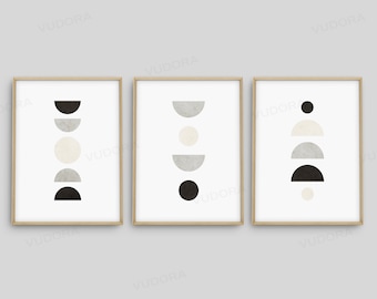 Modern Neutral Abstract Printable Wall Art Set of 3, Black and Beige Abstract Prints, Minimalist Neutral, Printable Art Posters Art Poster