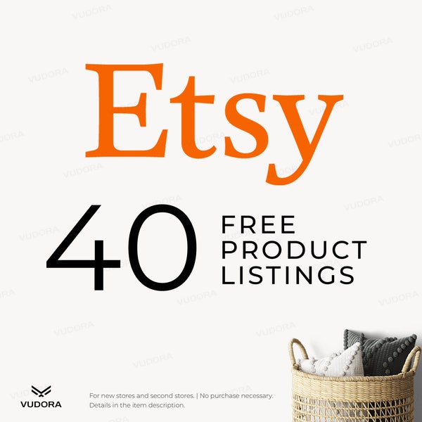 Etsy Free Listings, 40 Product Free, 40 Listing Credit, Get Free Listing, Link To Open Etsy Store, No Purchase Required, Free 40 Listings