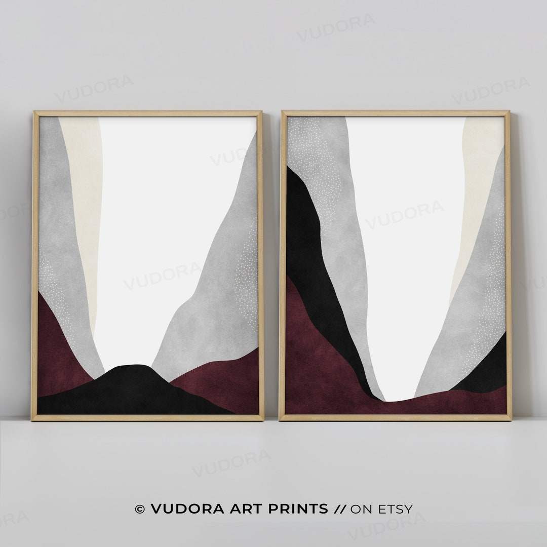 Burgundy Wall Art, Set of 2 Wall Art, Geode Wall Art, Prints Wall Art