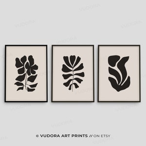 3 Piece Art Prints, Neutral Wall Art, Black Beige Abstract Poster Set, Large Modern Living Room, Set of 3 Bedroom Japandi Nordic Printable
