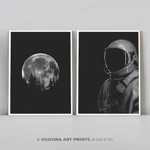 Space Wall Art, Nasa Wall Art, Astronaut, Photography, Black and White Outer Space Digital Download, Space Poster Wall Art, Modern Space Art