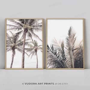 Palm Tree Print, 24x36, Scandinavian, Palm Tree Poster, Palm Tree Photo, Set of 2 Prints, Tropical Wall Art, Boho Coastal, Digital Download