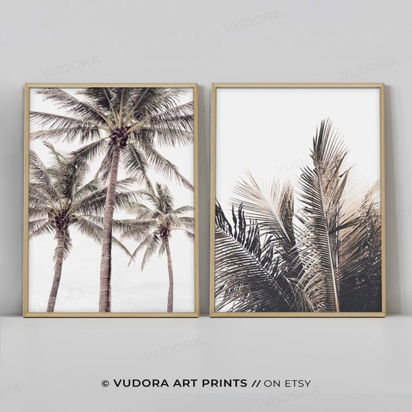 Palm Tree Print, 24x36, Scandinave, Palm Tree Poster, Palm Tree Photo, Set of 2 Prints, Tropical Wall Art, Boho Coastal, Digital Download