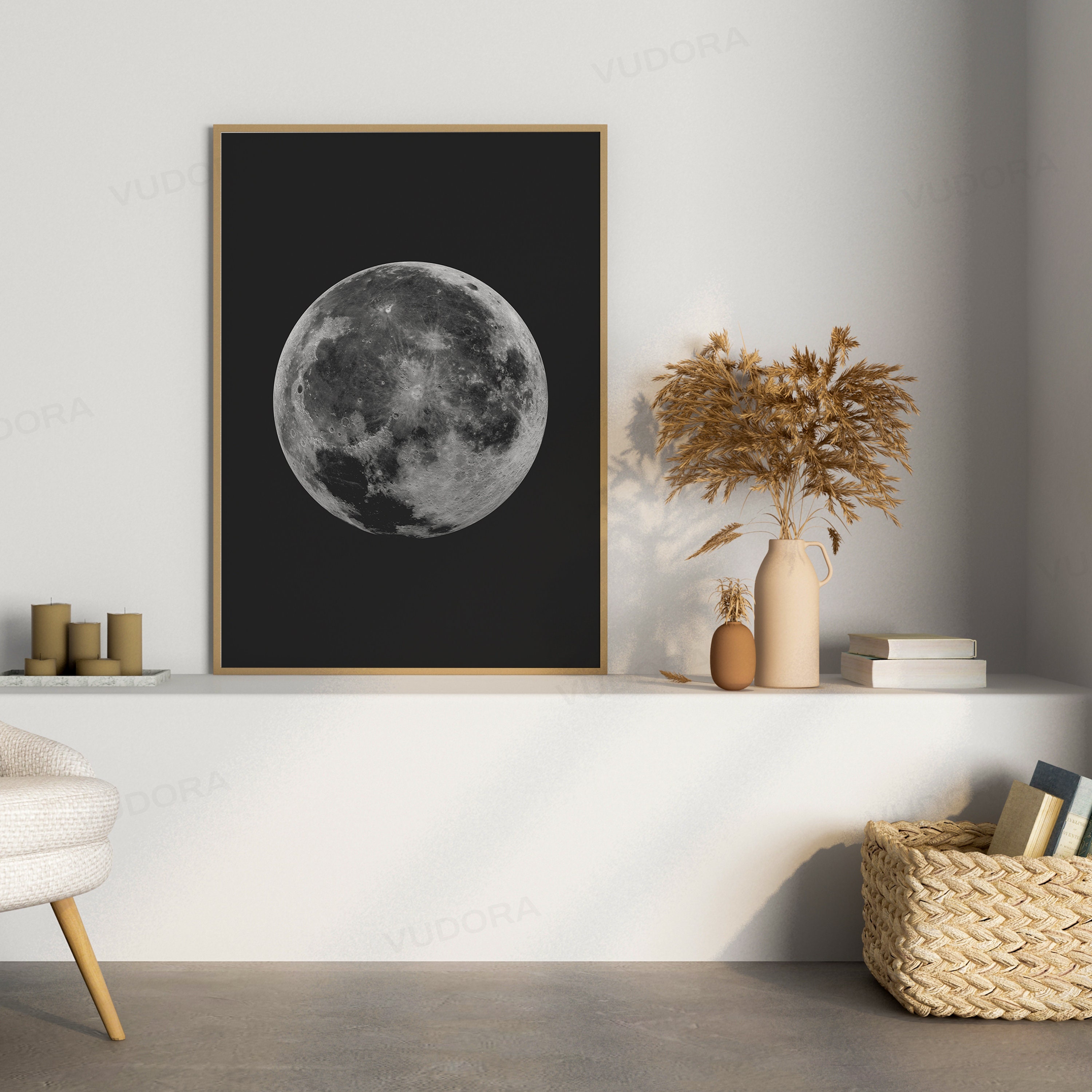 Minimalist Moon Art, Modern, Poster, Wall Art, Printable, Digital ...