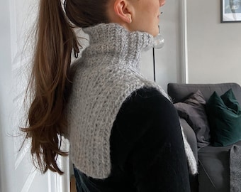 Patroon gehaakte nekwarmer: grof garen, eenvoudige pdf
