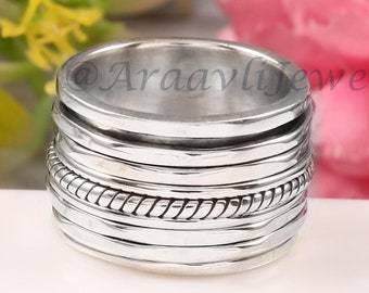 Multi Band Spinning ring, Spinner ring, 925 Sterling Silver ring, Anxiety ring, Fidget ring, Meditation ring, Band, Silver Jewelry gift