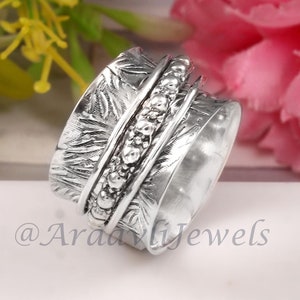 Silver Spinning Ring, 925 Sterling Silver Ring, Spinner Ring, Handmade Ring, Araavli Pattern band, Silver Jewelry, Statement Gift Ring