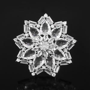 Designer Flower American Diamond Ring, CZ Adjustable Ring, Statement Ring, Cocktail Ring, Diamond Ring, Cubic Zirconia Ring, Wedding Jewelry