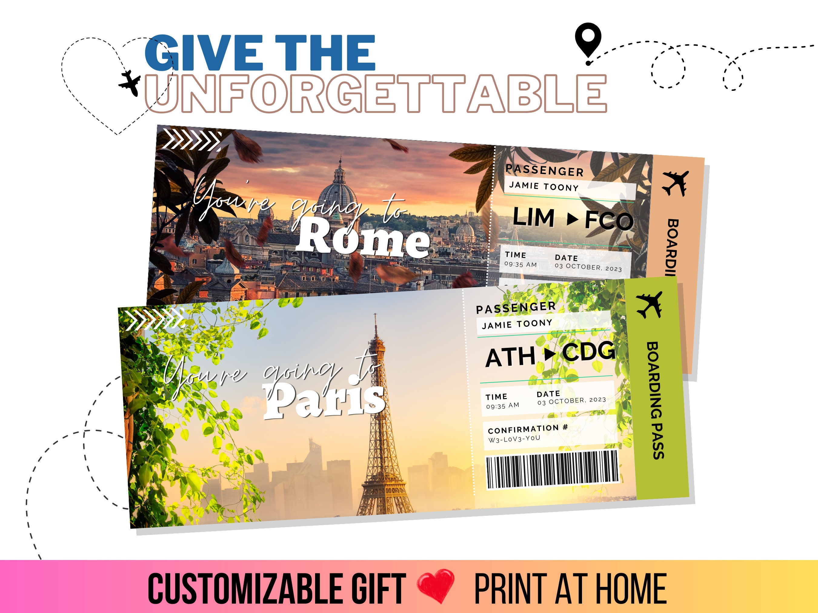 Personalized Boarding Pass | Print at Home, Surprise Trip, Holiday Gift ...