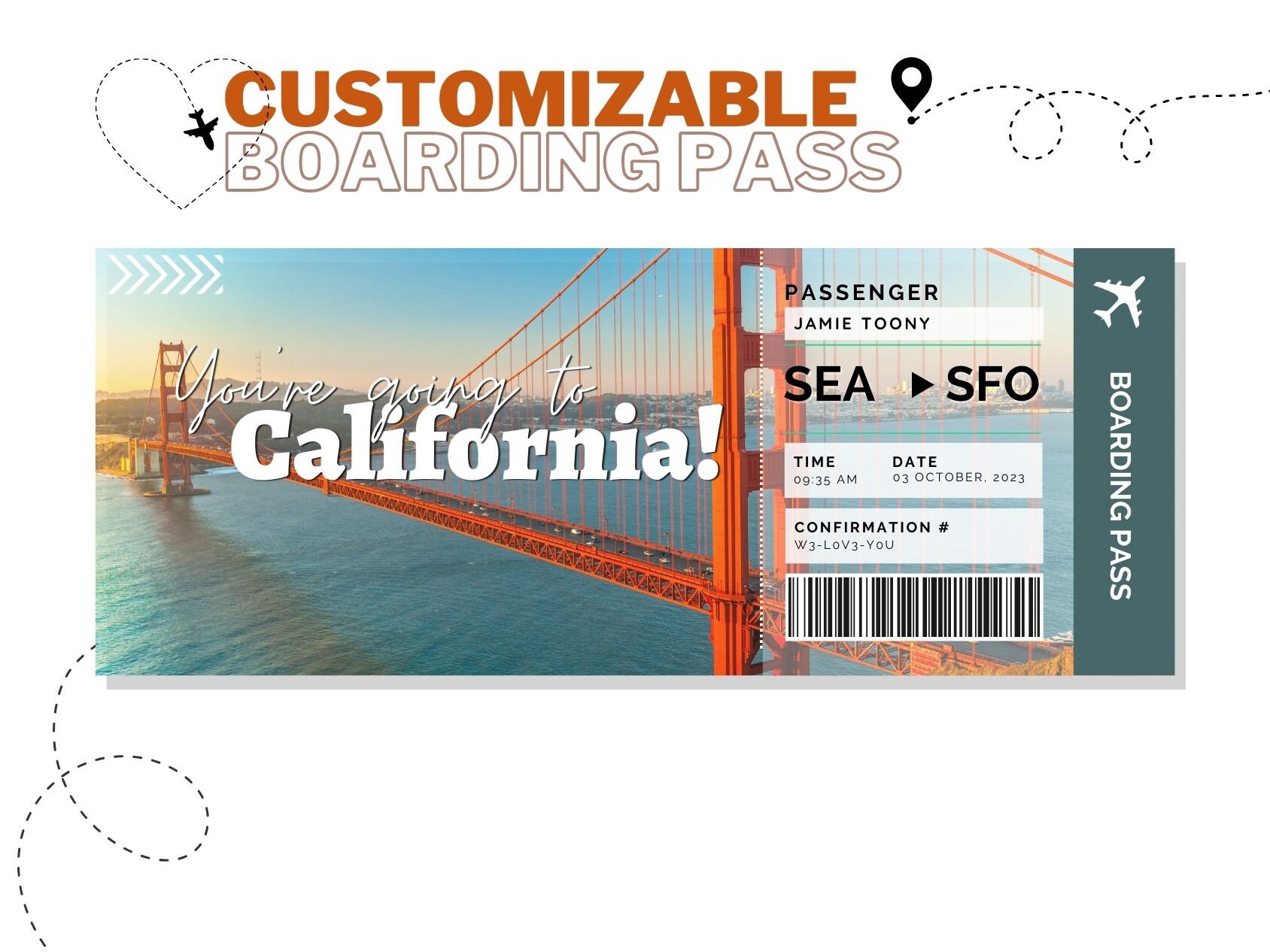 Personalized Boarding Pass Print at Home, Surprise Trip, Holiday Gift ...