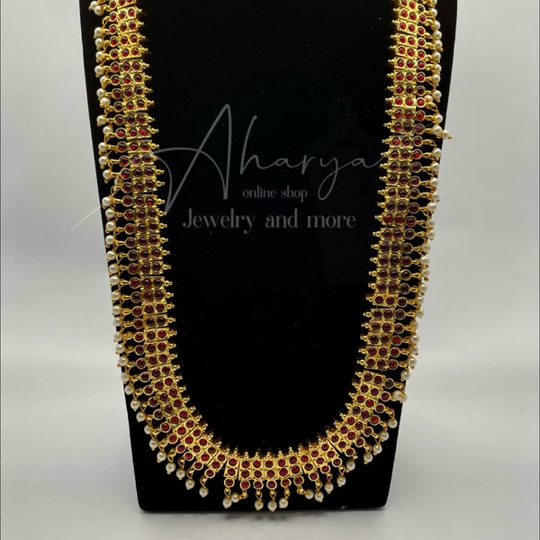 Ashaa Collection - Handmade designer long haaram in different designs - kemp stone -made in India