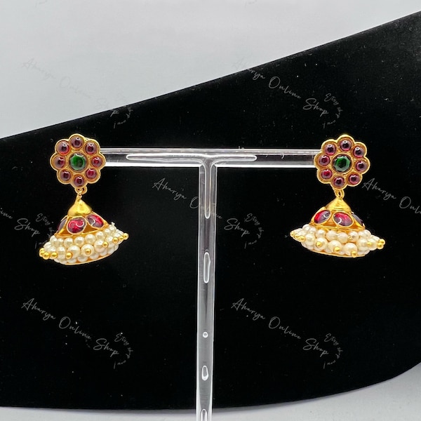 Jhimki Kids - handmade beautiful Jhumka - fancy bridal jhumka with kemp stones in different colors and designs - made in India