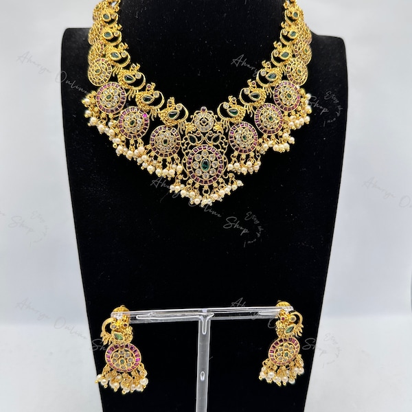 Wunderschönes neuestes Premium Designer Schmuckset - ausgefallener Schmuck - handgefertigt in Indien - Brautschmuck