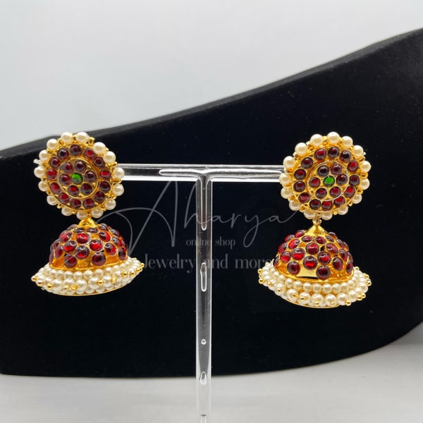 Jhimki - handmade beautiful Jhumka - fancy bridal jhumka with kemp stones in different colors and designs - made in India