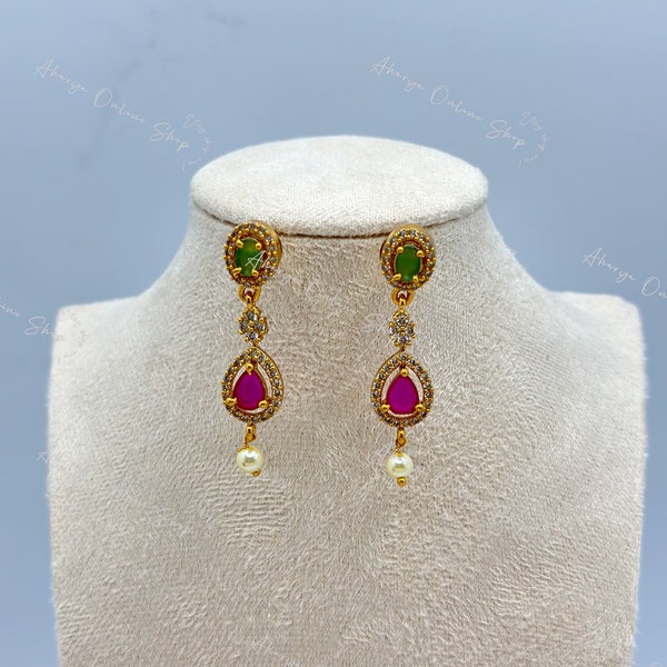 Dhari - Premium Jewelry- DIAMOND STYLE COLLECTION  - simple earrings - Indian Earring