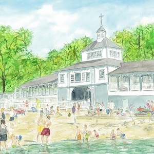 Lakeside Pavilion, Lake Erie Watercolor, Ohio watercolor, Lakeside Ohio, Lake Erie art