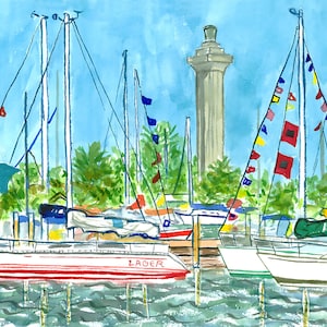 Regatta on Put-in-Bay, Lake Erie watercolor, Put-in-Bay, Ohio watercolor