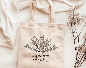 Encore un chapitre Tote Bag | Sac en coton | sac de courses | Cadeau pour amoureux des livres | Sac pour rat de bibliothèque | Cadeau livresque