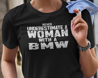 Never Underestimate A Woman with ... T shirt, Hoodie Car Driver Racer Tee Ladies Gift Top S - 2XL White shirt
