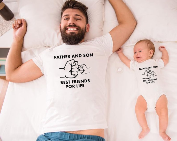 Father and Son Best Friends for Life Family Matching Family Look T Shirt Baby Dad Matching Clothes Men and Boys Funny t-shirt | ORGANIC