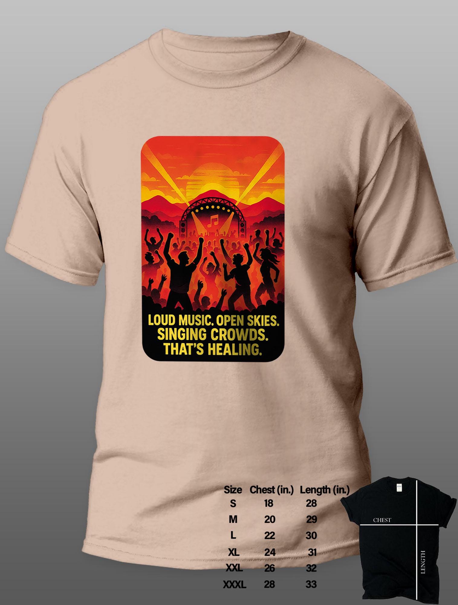 Glastonbury Festival T-shirt 2025 – Loud Music, Open Skies Graphic