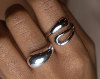 Sterling Silver Chunky Thumb Rings: Thick Geometric Handmade Jewelry, Unique Eccentric Modern Ring, Gift for Women, Birthday Christmas Gift