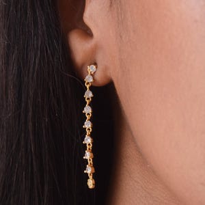 Gold Diamond Dangle Drop Earrings, Dainty Marquise Birthstone Dangle Earrings, Minimalist Wedding Jewelry, Elegant Bridesmaids Gift for Her