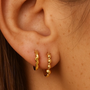 Gold Hoop Earrings, Dainty Huggie Hoop Earrings, Small Sterling Silver Hoops, Minimalist Jewelry, Gift for Mom, Birthday Gift for Her