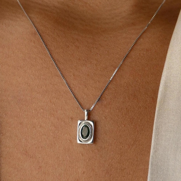 Dainty Silver Birthstone Necklace: Minimalist Birthstone Jewelry, Layering Gemstone Pendant, Personalized Gift for Her, Birthday Gift