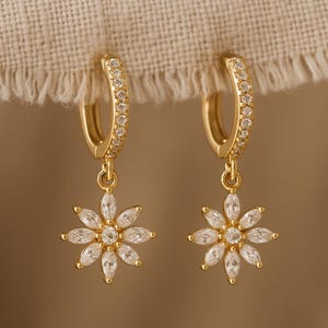 Silver CZ Diamond Drop Earrings, Minimalist Marquise Birthstone Jewelry, Gold Dangle Earrings, Bridal Jewelry, Bridesmaids Gift for Her