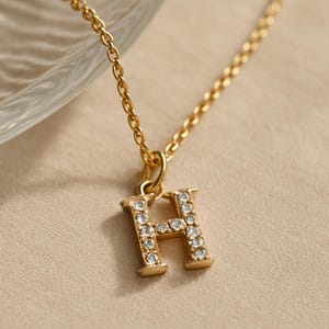 Custom Initial Necklace, 18K Gold Plated Letter Pendant with CZ Diamonds, Personalized Gift for Mom, Bridesmaid Gift for Her