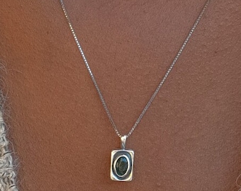 Collar colgante de piedras preciosas de plata, collares de cadena de piedra de nacimiento 925, regalo minimalista único para ella, regalo de aniversario para mujeres, regalo de cumpleaños