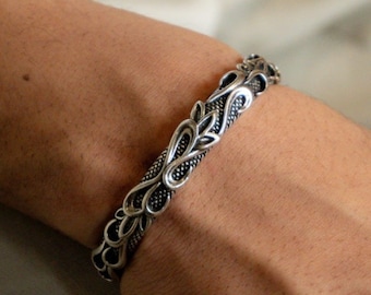 Bracciale in argento per uomo, gioielli con bracciale grosso in argento audace, bracciale in argento da uomo, braccialetto impermeabile casual regolabile, regalo per lui