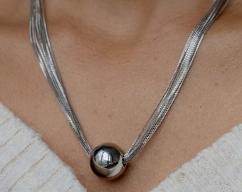 Ciondolo collana in argento per donne, gioielli fatti a mano con dichiarazione minimalista, catena delicata impilata a strati, regalo per la festa della mamma, regalo di compleanno