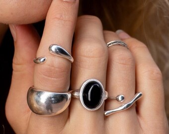 Bündel Silberringe, zierliche 925 Sterling Bands, minimalistisch Set einstellbar Statement Ring, Bündel Geschenk für Frauen, volles Set Weihnachtsgeschenk für sie