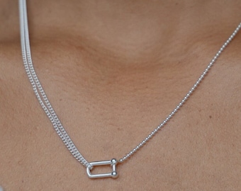 Collana con ciondolo in argento sterling, collana con ciondolo in argento, catena a strati semplice, regalo per la festa della mamma, regalo di compleanno per le donne