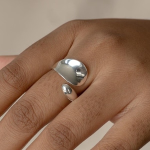 925 Sterling Silver Chunky Rings, Bold Adjustable Thumb Ring, Thick Stacking Ring, Boho Statement Silver Jewelry, Birthday Gift for Mom