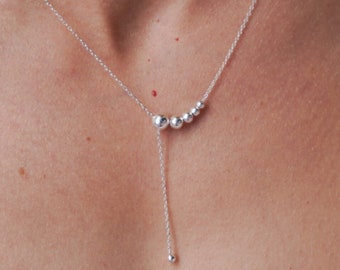 Collana di perle d'argento per donne, regalo di gioielli con ciondolo unico, catena in argento sterling 925, collana di cristallo minimalista, regalo di compleanno per lei