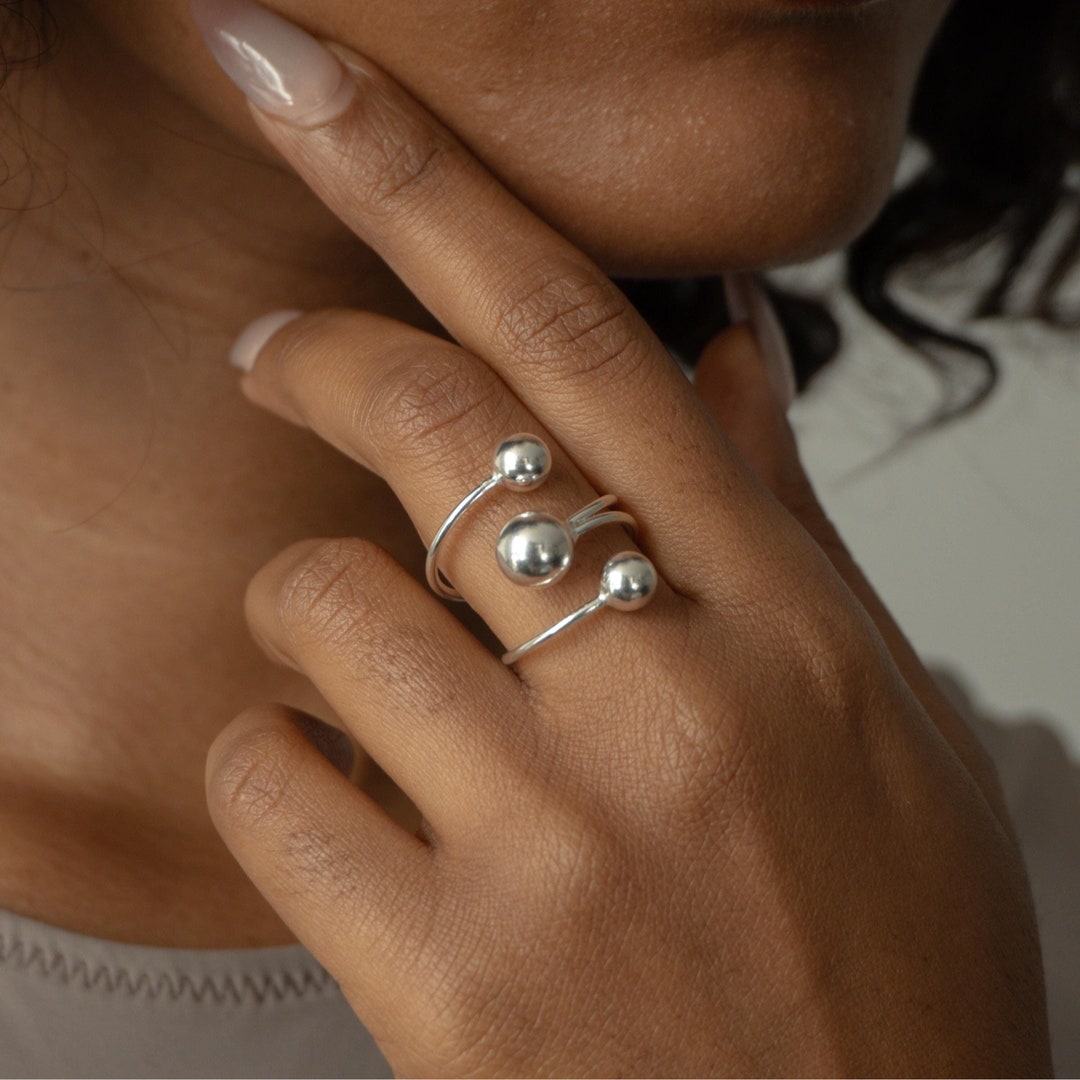 Unique Bold Chunky Silver Ring: Adjustable Edgy Eccentric Jewelry ...