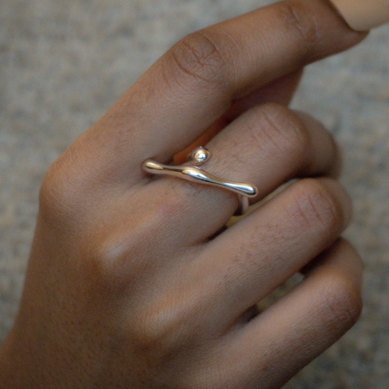 Silber Statement Ring, klobiger Sterling Silber Ring, Edgy stapelbar Ring Schmuck, minimalistisches Geschenk für sie, zierliche verstellbare Boho Ringe Bild 4