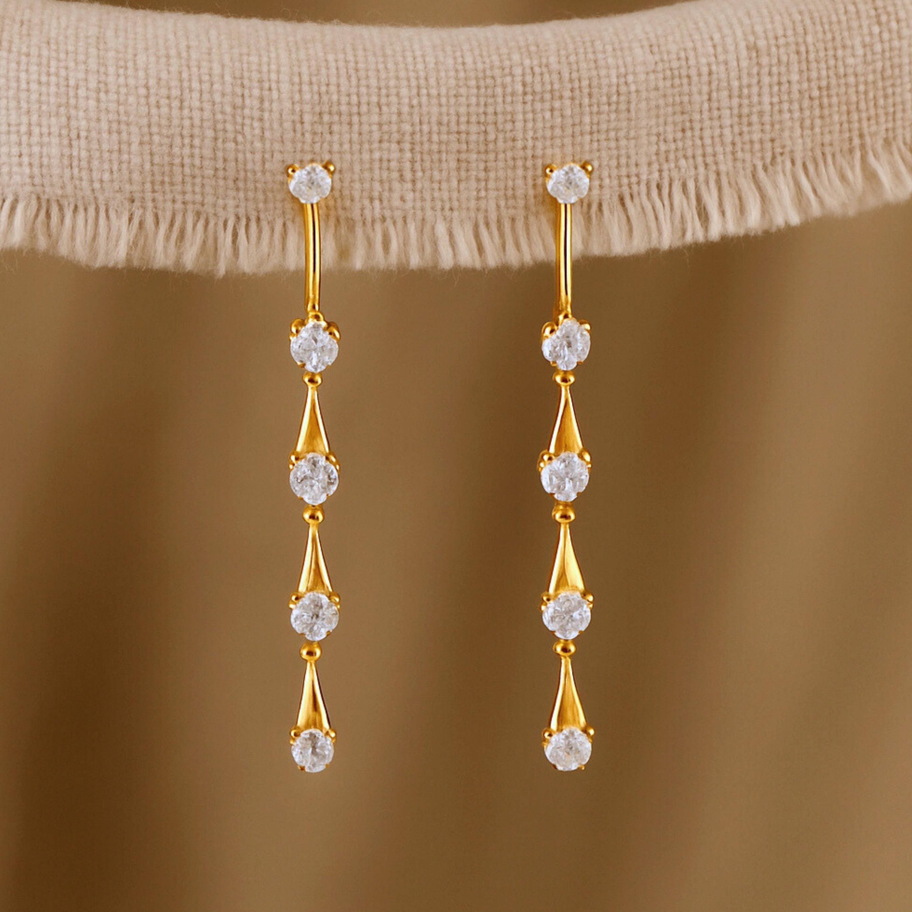 Gold Stud Drop Earrings