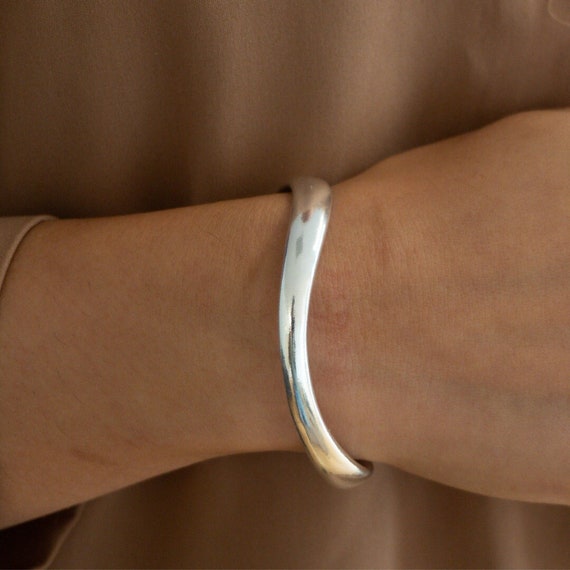 Dainty Sterling Silver Adjustable Bracelet: Minimalist Stackable Jewelry, Delicate Handmade Simple Bangle, Bridesmaids Gift for Her