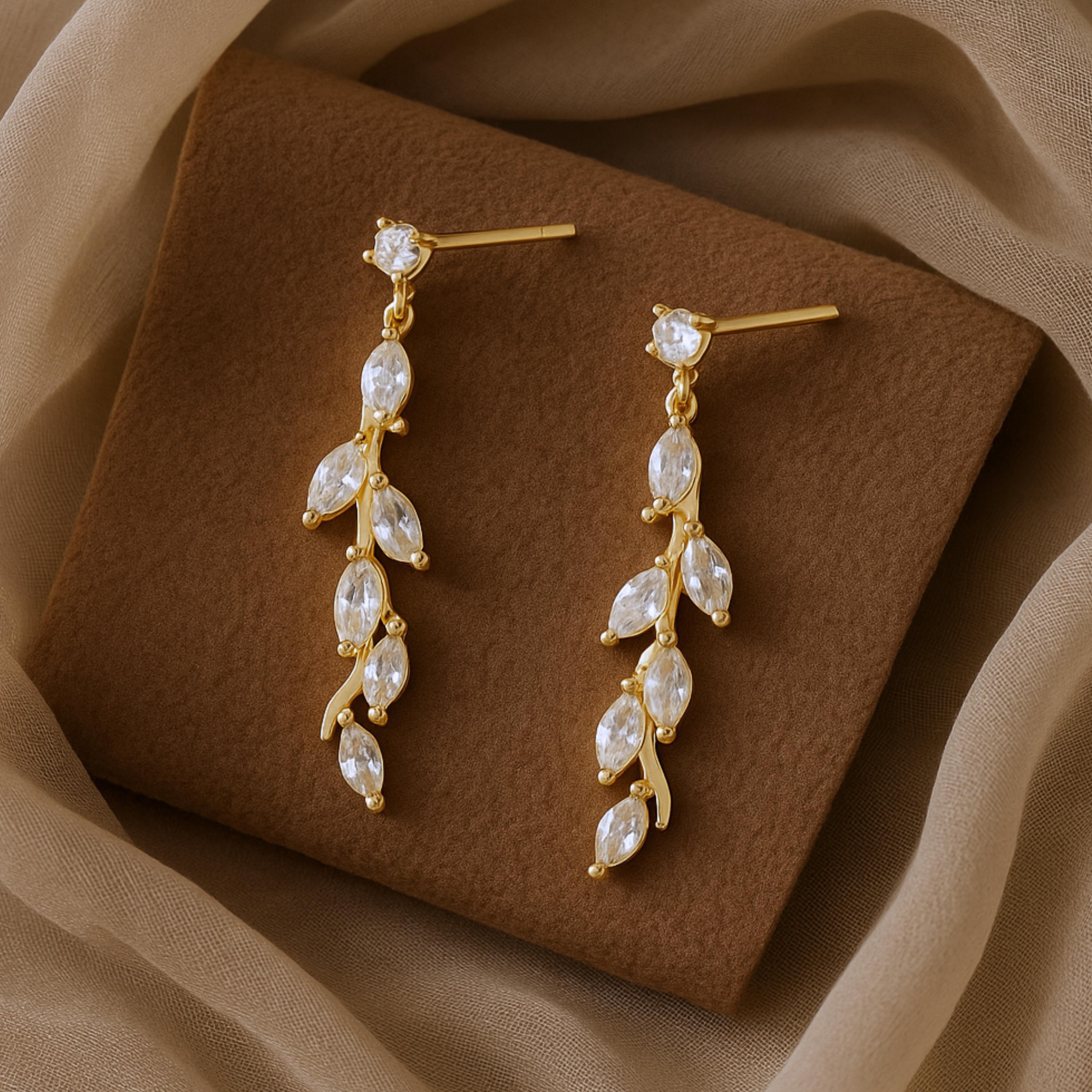Boucles D'oreilles Pendantes Femme - Or Blanc 18kt (750) Avec Diamants - Forme Marquise - 1.02 Ct Total - Neuf Avec écrin